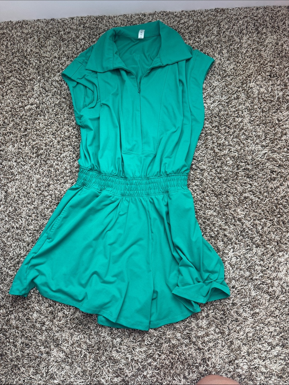 Women’s Green One-Piece Romper with Elastic Waist